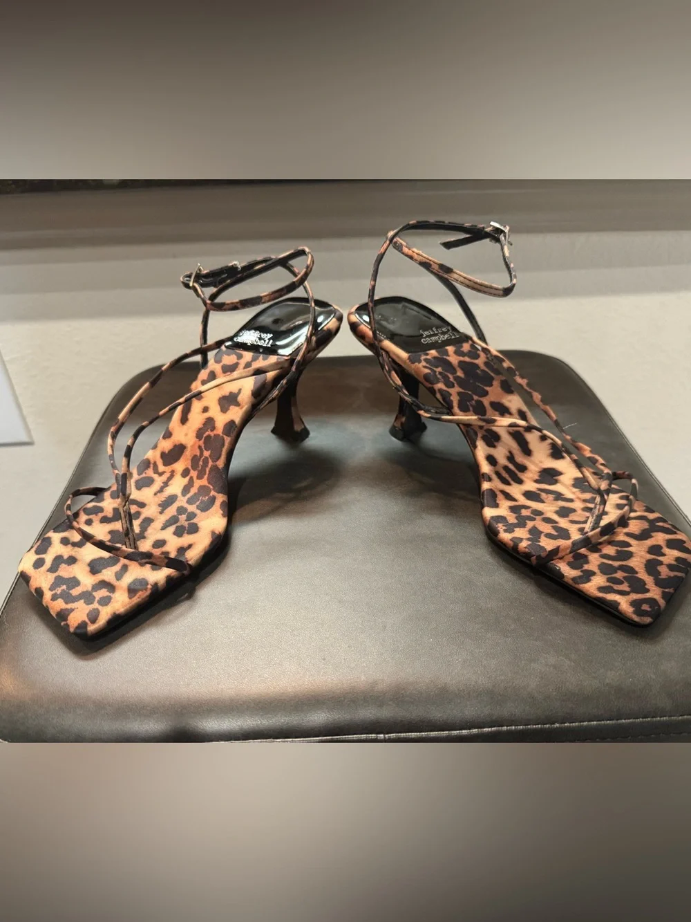 Jeffrey Campbell Leopard Print Strappy Heels - Brown/Black